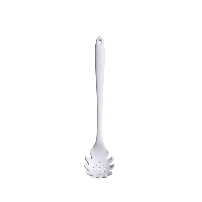 GIR: Get It Right Silicone Spoon, High Heat Resistant Kitchen Tool - Non toxic cooking utensils for Nonstick Cookware, Cooking, Strainer, and Serving, Spaghetti - 13 IN, Studio White - Image 1
